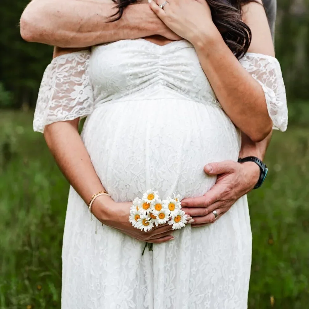 🤍 White Lace Off Shoulder Maternity Gown | Size XXL | NWT - Picture 5 of 6